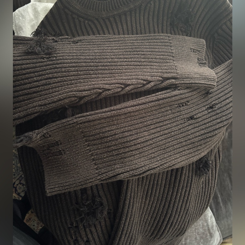 UNDERWATER Wasteland RIPPED Sweater Charcoal //Distressed Sweater Sz L NWT - Picture 13 of 16